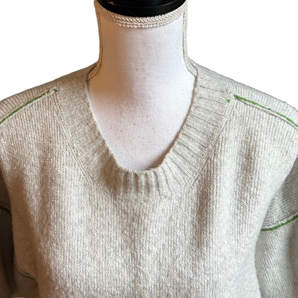 Anthropologie MOTH Exposed Seam Oversized Wool Blend Crewneck Sweater Sz XS Fall - Picture 2 of 9
